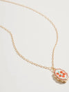 Painted Tile Necklace in Tomato