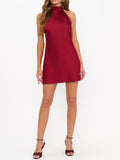 Lisa Mini Dress in Cranberry Luxe Satin