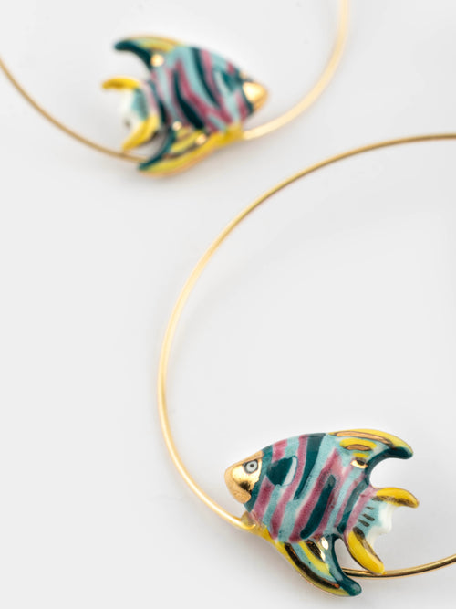 Rainbow Fish Hoop Earrings