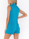 All In One Romper in Teal Rib Knit