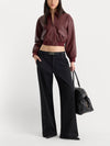 The Better Than Leather Cropped Bomber in Berry Noir