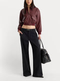 The Better Than Leather Cropped Bomber in Berry Noir