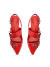 Darla Sling Leather Flat in Flame Scarlet