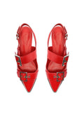 Darla Sling Leather Flat in Flame Scarlet