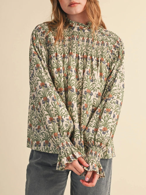 So Yoked To See You Blouse in Cream Garden