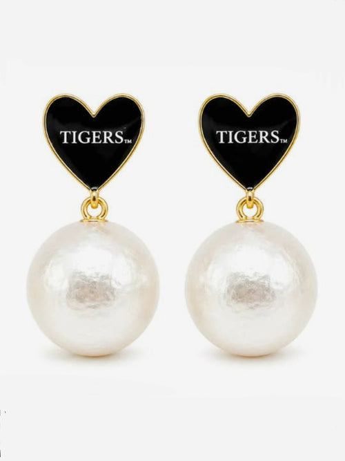 Missouri Heart Pearl Drop Earrings