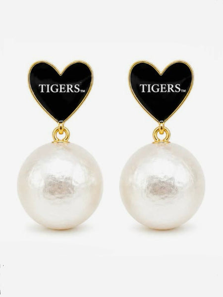 Missouri Heart Pearl Drop Earrings