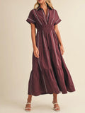 Do Gooder Dress in Burgundy & Pale Blue