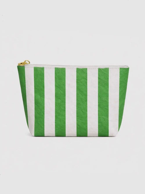 Preppy Stripe Pouch in Green & White