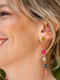 Amanda Flower Beaded Dangle Earrings in Multi