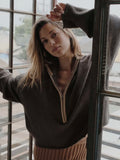 Cozy By The Campfire Quarter Zip in Brown