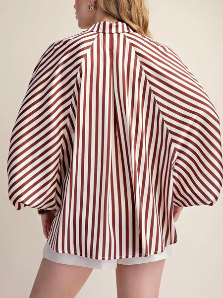 Stripe Season Blouse in Brown