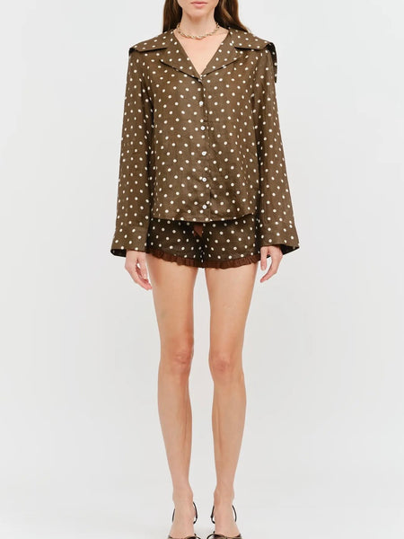 On The Spot Blouse in Brown