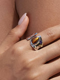 Jaspe Tiger Eye Statement Ring in Silver