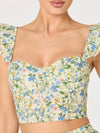 Wedelia Top in Blue Green Multi Floral
