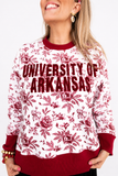 Arkansas Floral Toile Sweatshirt in White & Red