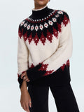 Astrid Sweater in White Oxblood Fair Isle