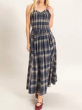Plaid & Glad Maxi Dress in Navy