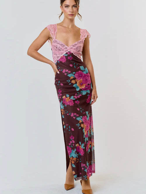 Guest Again Maxi Dress in Mauve Brown