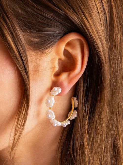 Amelie Floral Pearl Hoops