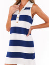 Zoe Button Sweater Dress in Sailor Blue Stripe Knit