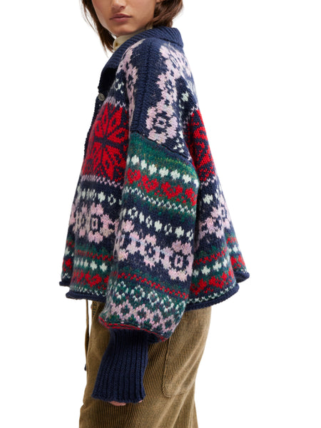 Snowdrift Cardigan in Festive Combo