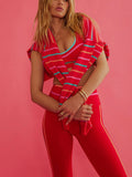 Devyn Oversized Sweatshirt in Strawberry Smoothie Stripe