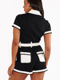 Tempe Romper in Black White Colorblock Denim