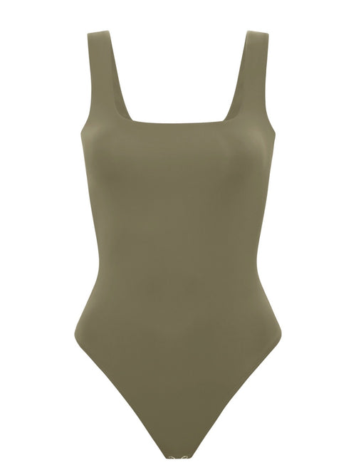 The Sculpting Modern Tank Bodysuit in Cedarwood