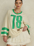 Homecoming Long Sleeve Biker Tee in Green Fields
