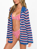 Button Up Cover Up in Montauk Stripe Crochet