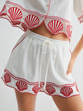 Shell Yes Shorts in White & Red