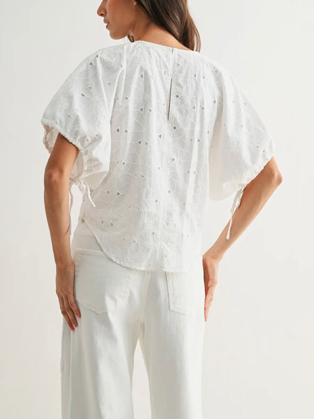 In The Blink Of An Eyelet Blouse in Off White
