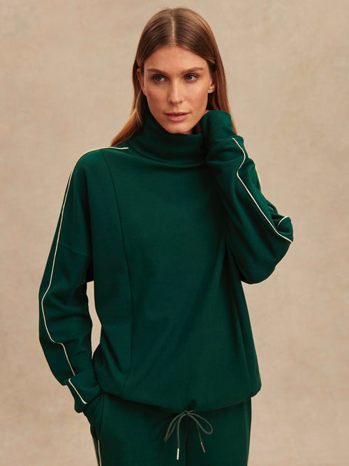 Ariana High Neck Midlayer in Pine Grove & Cement