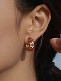 Isabeau Floral Hoops in Red