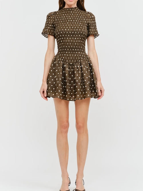 On The Spot Mini Dress in Brown