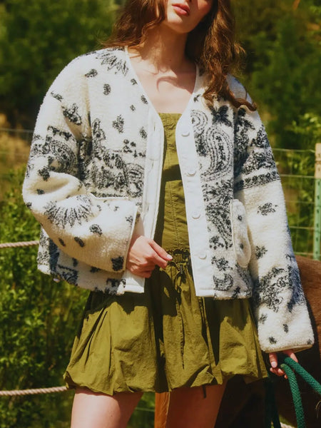 Preferred Paisley Teddy Jacket in Ivory