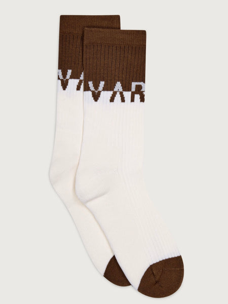 Spencer Sock in Sandshell/Red Dahlia