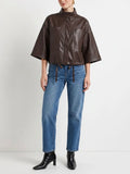Vivianne Faux Leather Cape in Chocolate