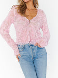 Maxene Top in Rosette Mesh Pink