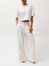 Delphine Pleated Denim Wide Leg in Off White