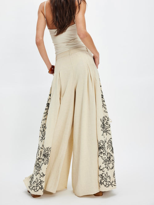 What You Know Embroidered Pants in Sand