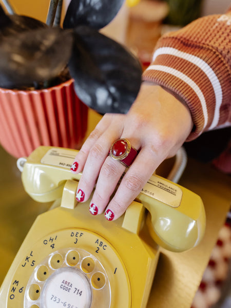 A Hint Of Leather Ring in Ruby