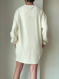 Not Leaving The Couch Sweatshirt Dress in Cream