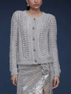 Textured Knit Cardigan in Grey