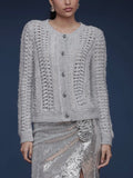 Textured Knit Cardigan in Grey