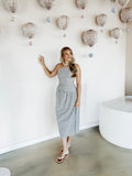 Between The Lines Midi Dress in Navy