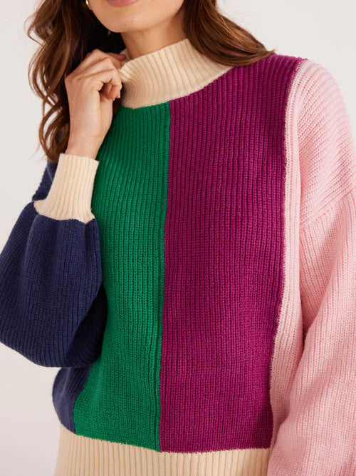 Kelsey Colorblock Knit Jumper in Stripe