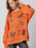 Spooky, Scary, Sequin Sweatshirt in Orange