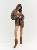 Nathalie Knit Oversized Cardigan in Brown